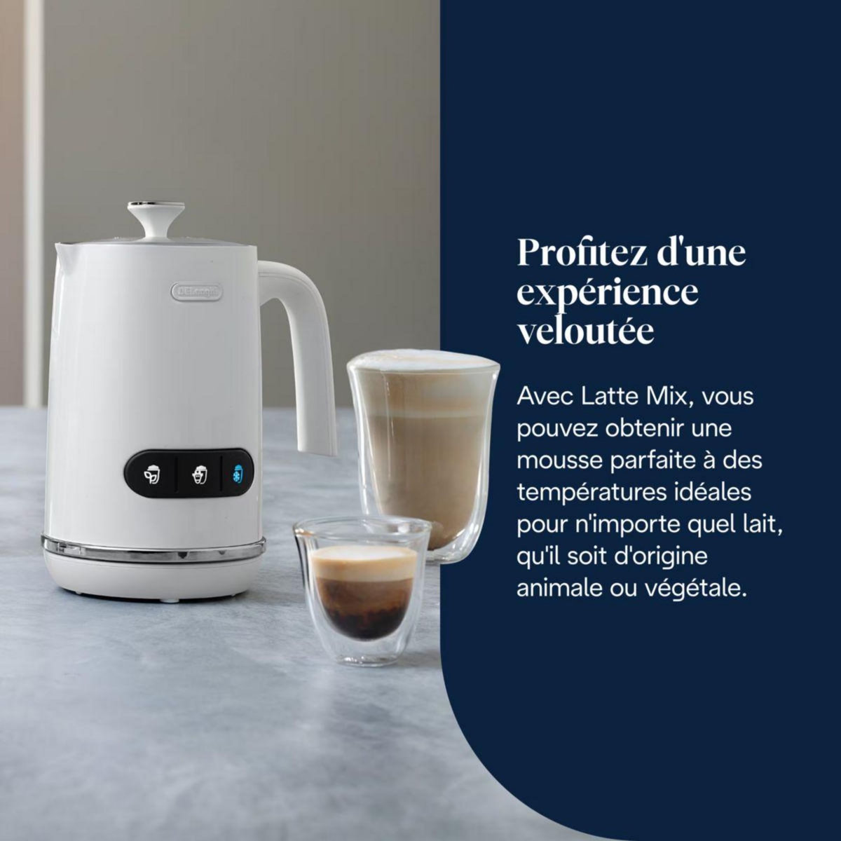 DELONGHI Mousseur à lait LatteMix Métal EMF3.W