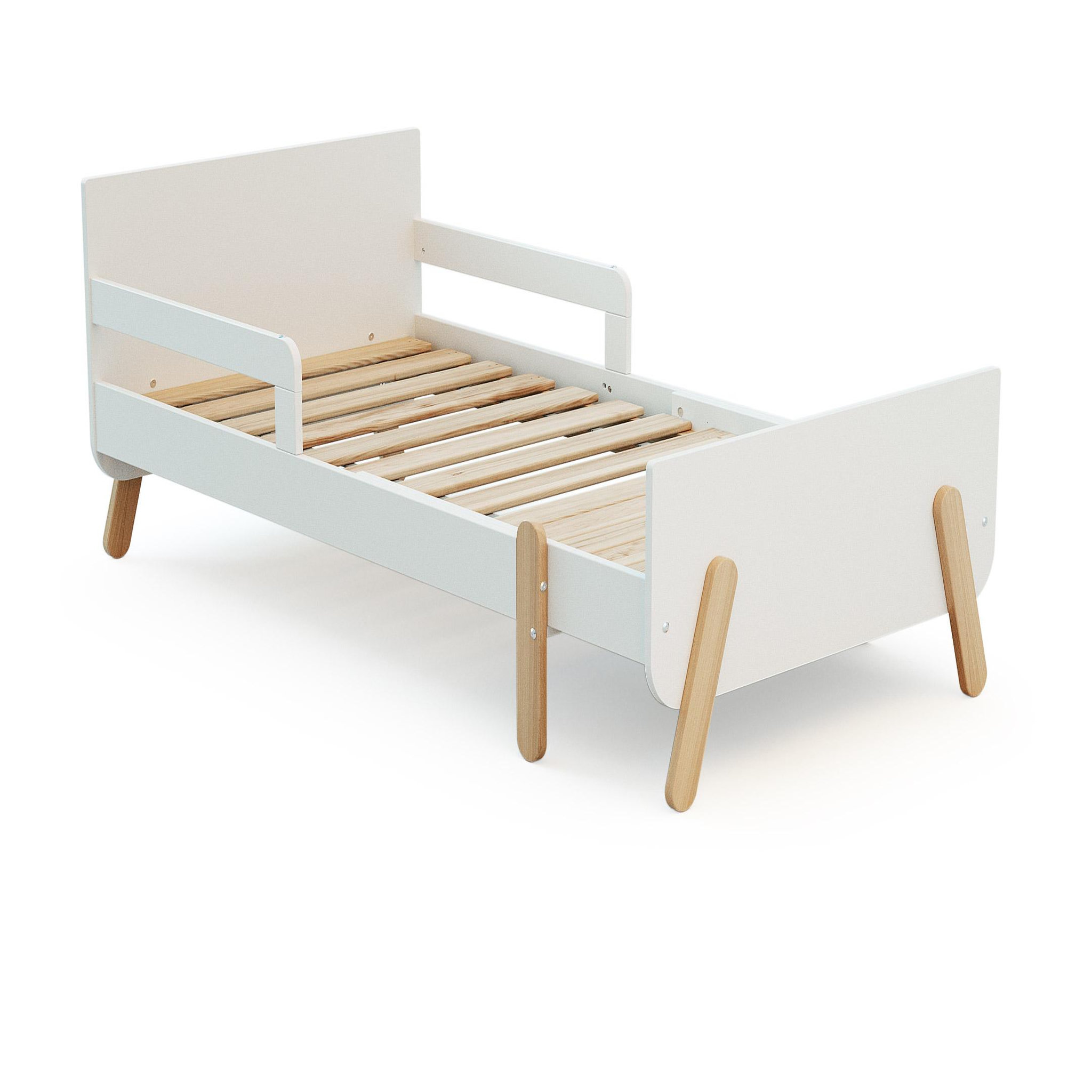 Voir la diapositive 2 : WEBABY Lit enfant extensible en bois 80x140-165-190 PIRATE - Blanc