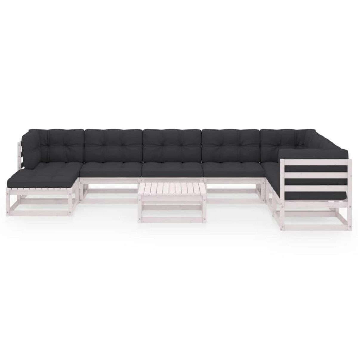 VIDAXL Salon de jardin 9 pcs avec coussins Bois de pin massif