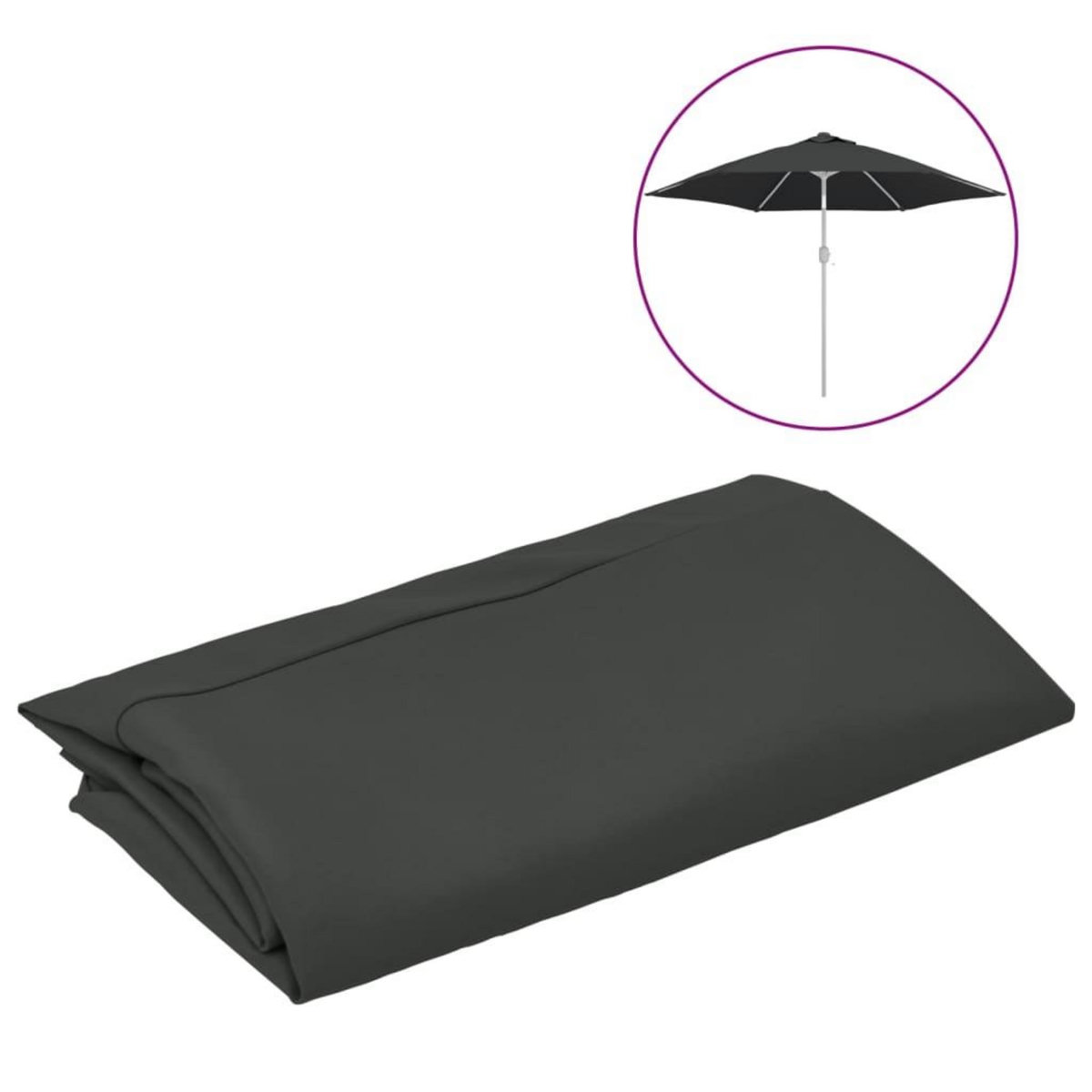 VIDAXL Tissu de remplacement pour parasol d'exterieur Anthracite 300cm