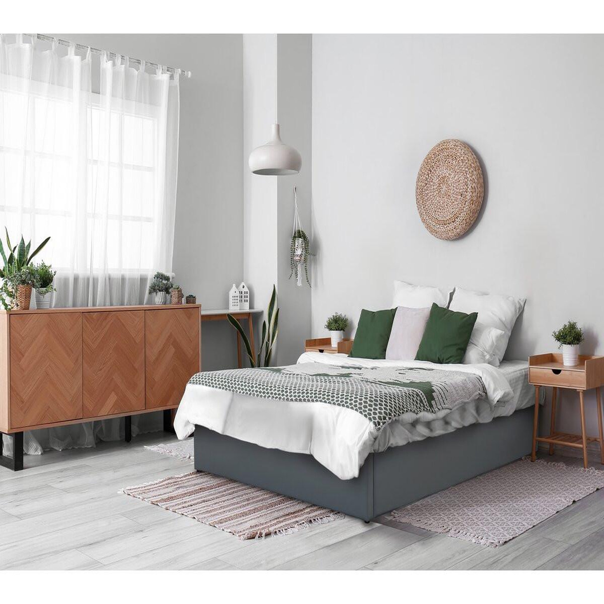 Voir la diapositive 2 : Habitat et Jardin Lit double en pvc avec coffre  ava  - 140 x 190 cm - gris