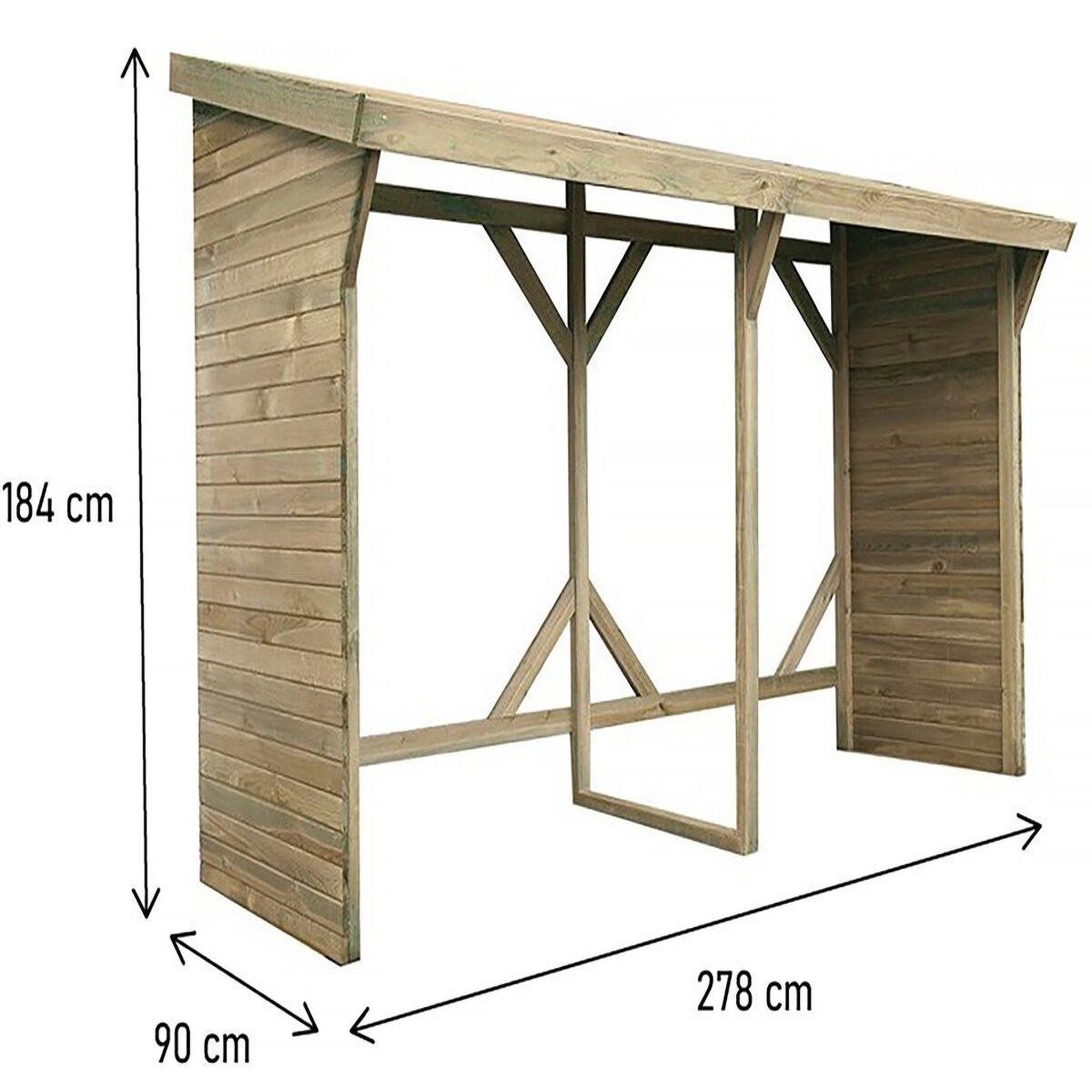 Voir la diapositive 3 : Habitat et Jardin Abri bûches - 2.5 m² - 2.78 x 0.90 x 1.85 m- 5 stères