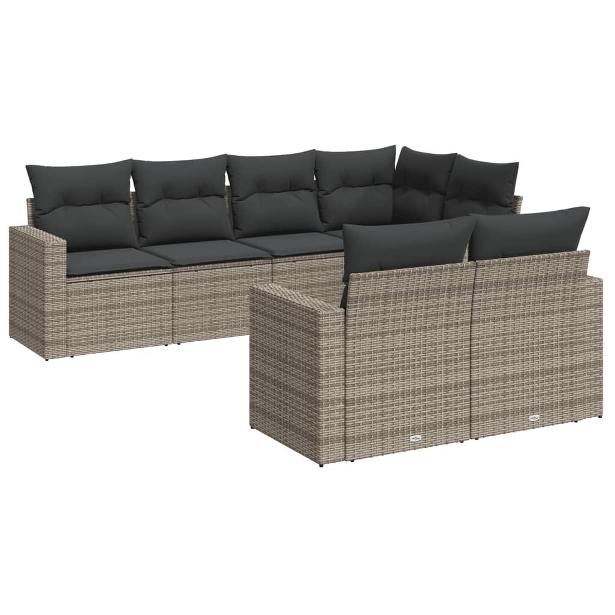 Voir la diapositive 2 : VIDAXL Salon de jardin avec coussins 7 pcs gris resine tressee
