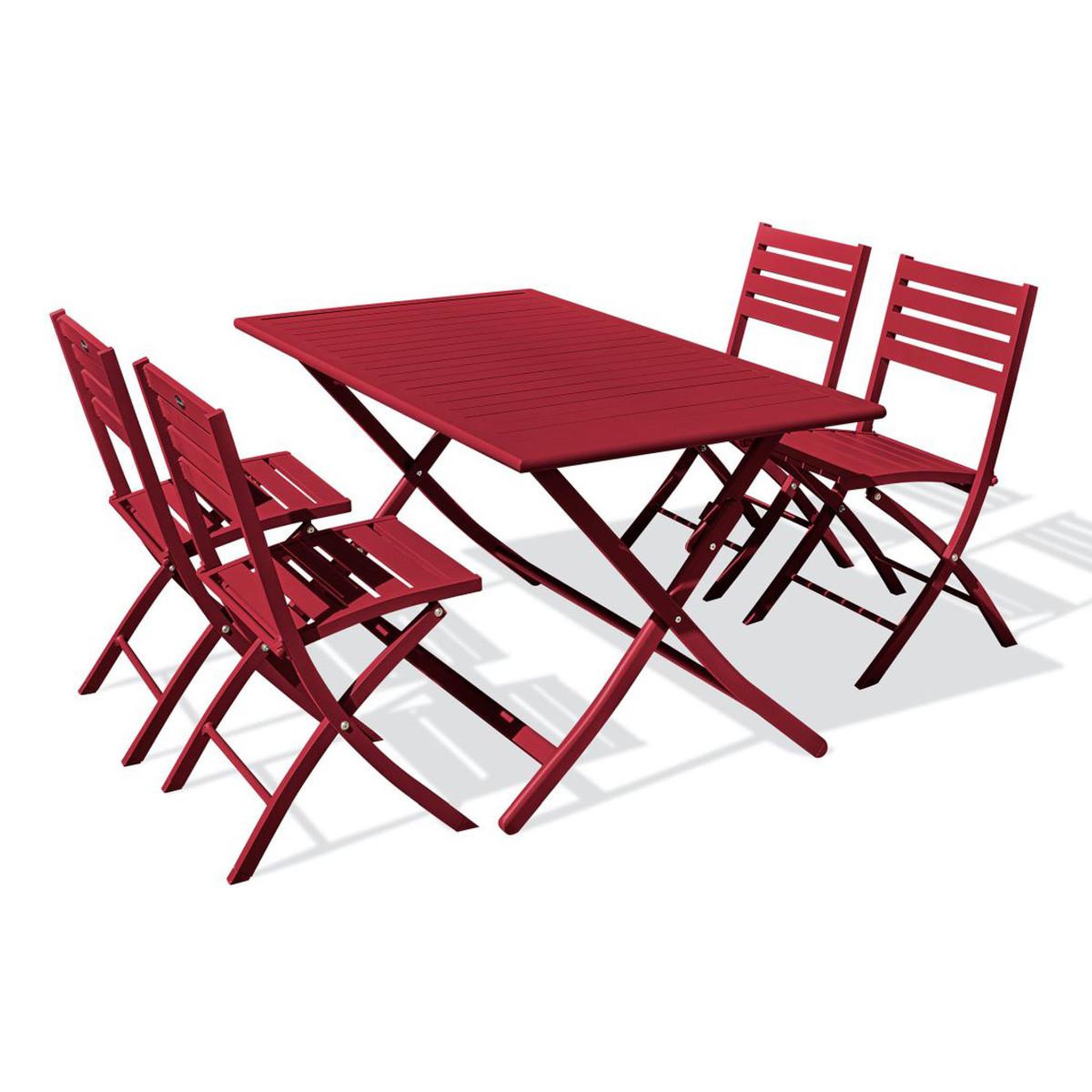 Voir la diapositive 2 : Paris Prix Ensemble table de jardin pliante & 4 chaises  marius  140cm rouge carmin