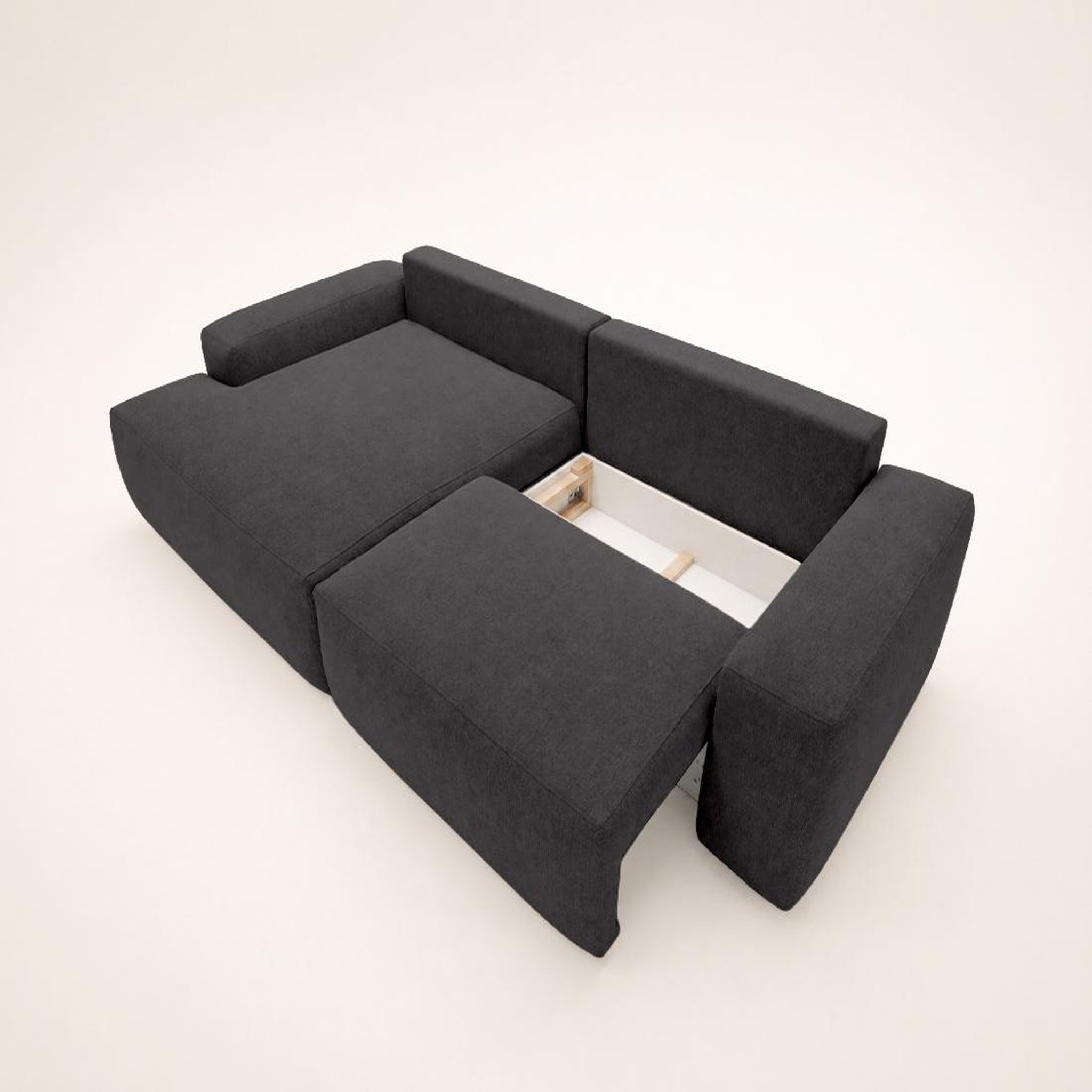 Voir la diapositive 5 : BEST MOBILIER Tama - canapé d'angle gauche 4 places convertible avec coffre en tissu
