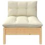 Voir la diapositive 3 : VIDAXL Salon de jardin 3 pcs avec coussins creme Bois de pin massif