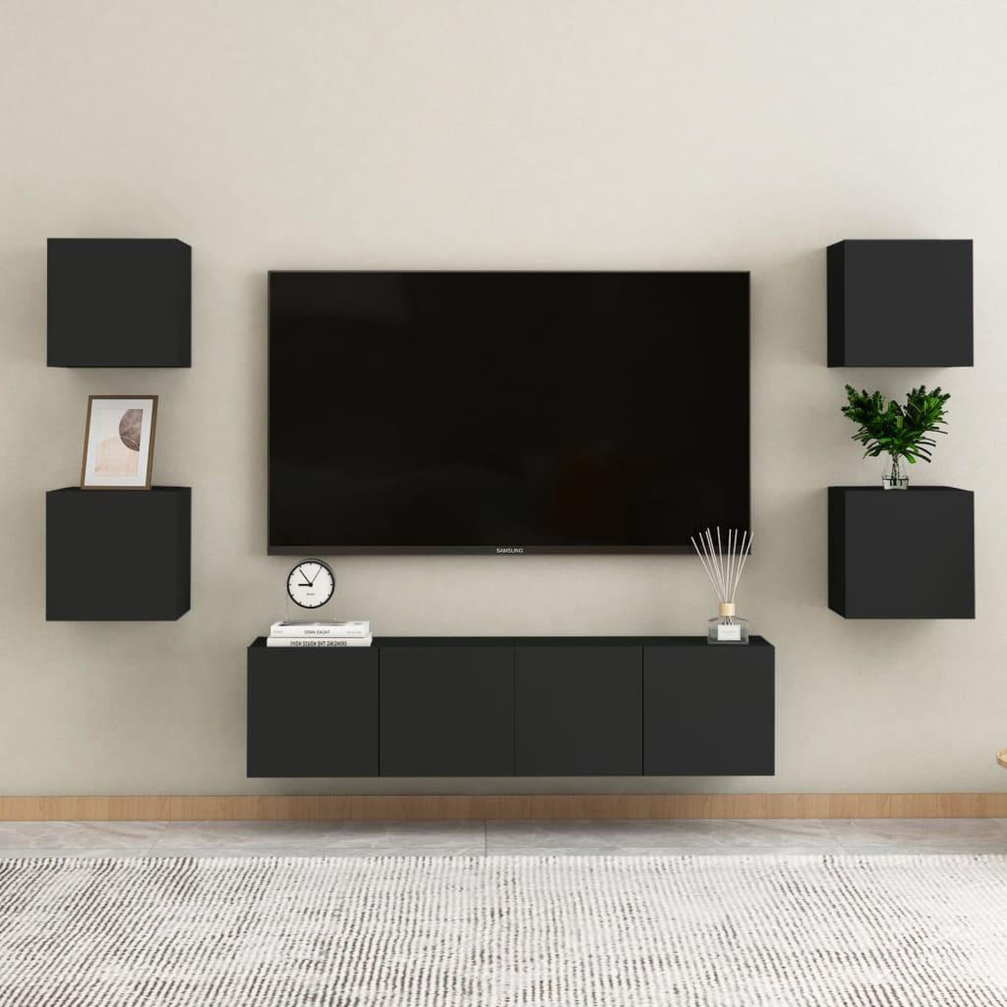Voir la diapositive 1 : VIDAXL Ensemble de meubles TV 6 pcs Noir Bois d'ingenierie