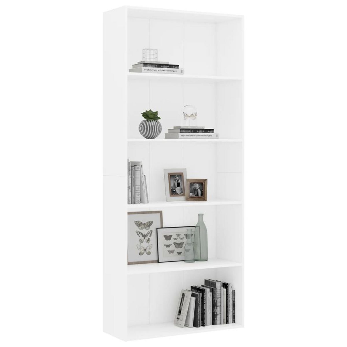 VIDAXL Bibliotheque a 5 niveaux Blanc 80x30x189 cm Bois d'ingenierie