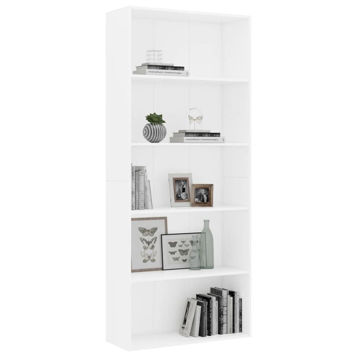 VIDAXL Bibliotheque a 5 niveaux Blanc 80x30x189 cm Bois d'ingenierie