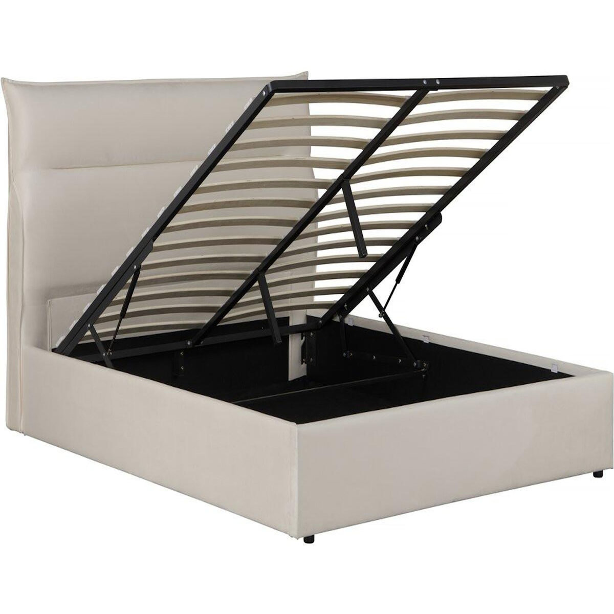 Habitat et Jardin Lit avec coffre de rangement en velours  Isola  - 160 x 200 cm - Beige