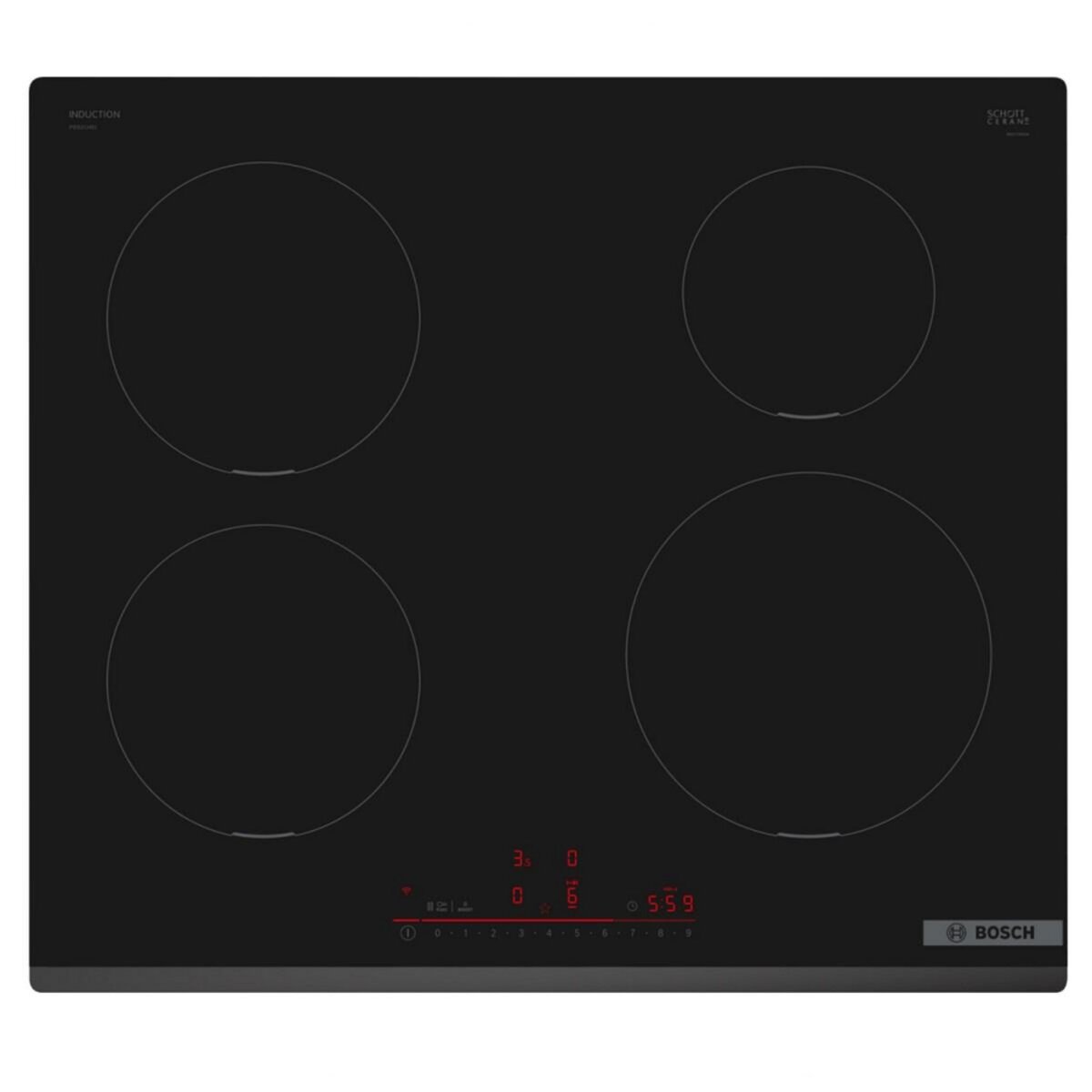 BOSCH Table de cuisson induction 60cm 4 feux 7400w noir - PIE631HB1E