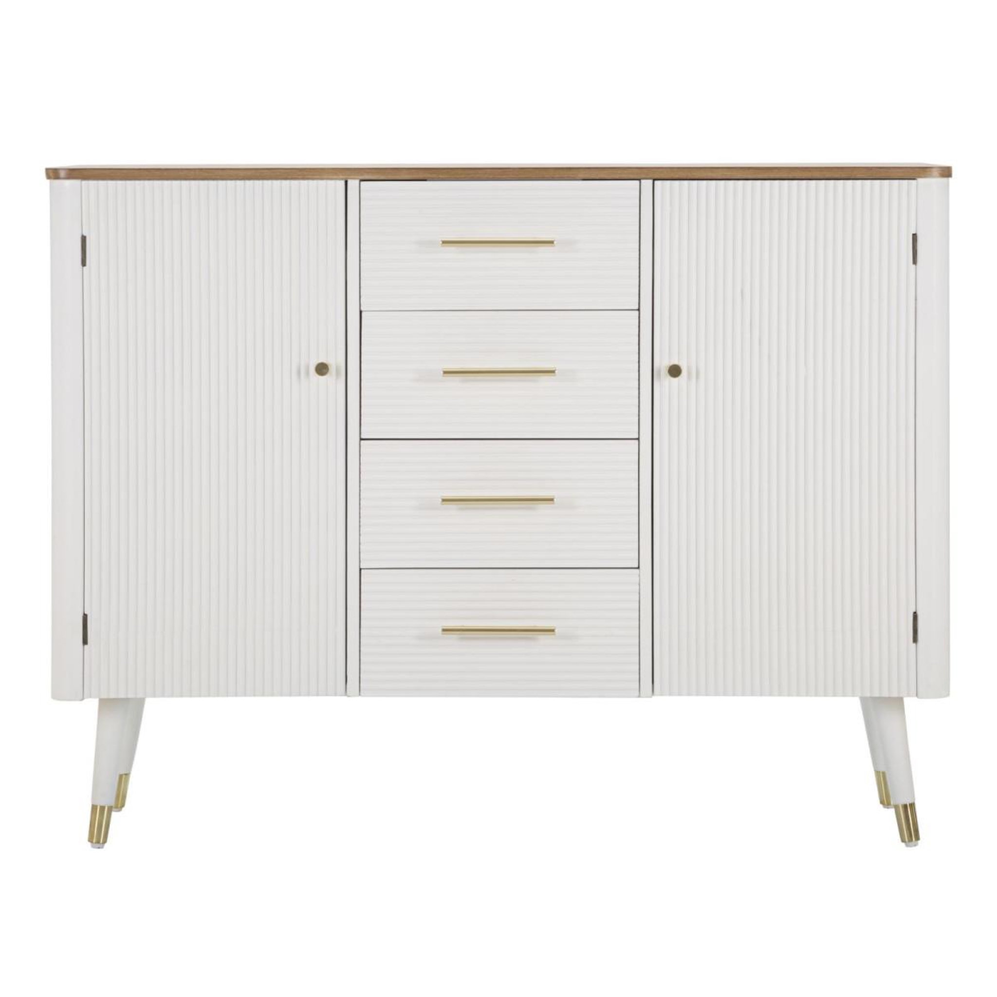 Voir la diapositive 2 : Paris Prix Buffet 2 portes & 4 tiroirs en bois  matera  117cm blanc & naturel