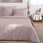 STOF Housse de couette 240x220 coloris rose + 2 taies 100% microfibre