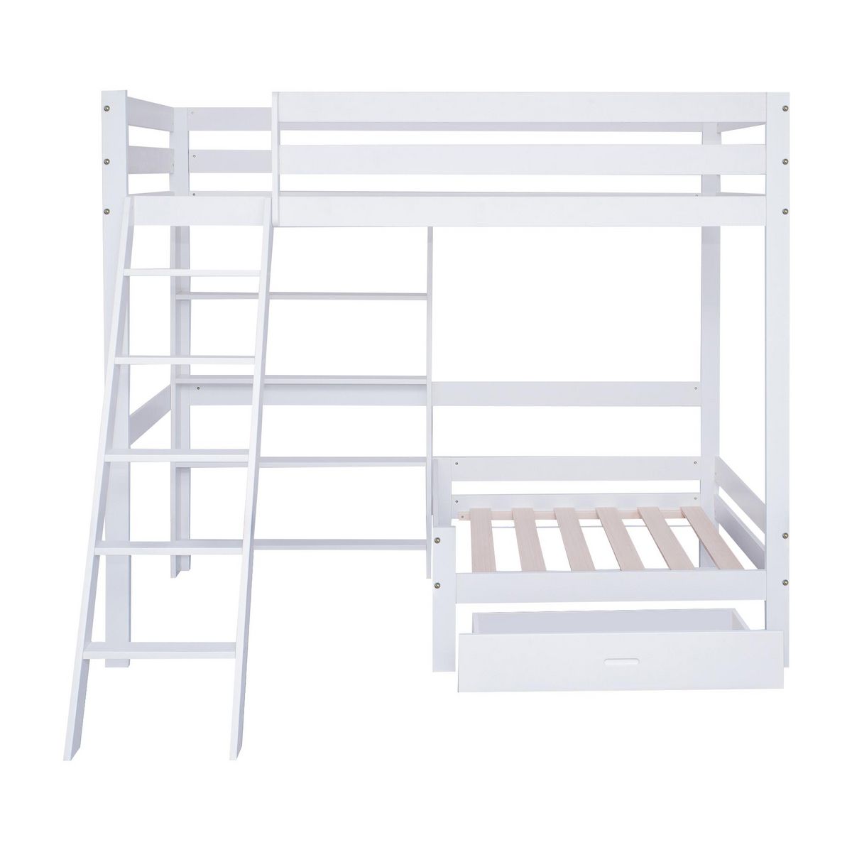 MERAX Lit combiné enfant 90x200cm pin coloris blanc