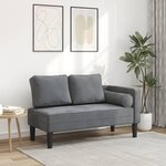 VIDAXL Chaise longue avec coussins gris fonce velours
