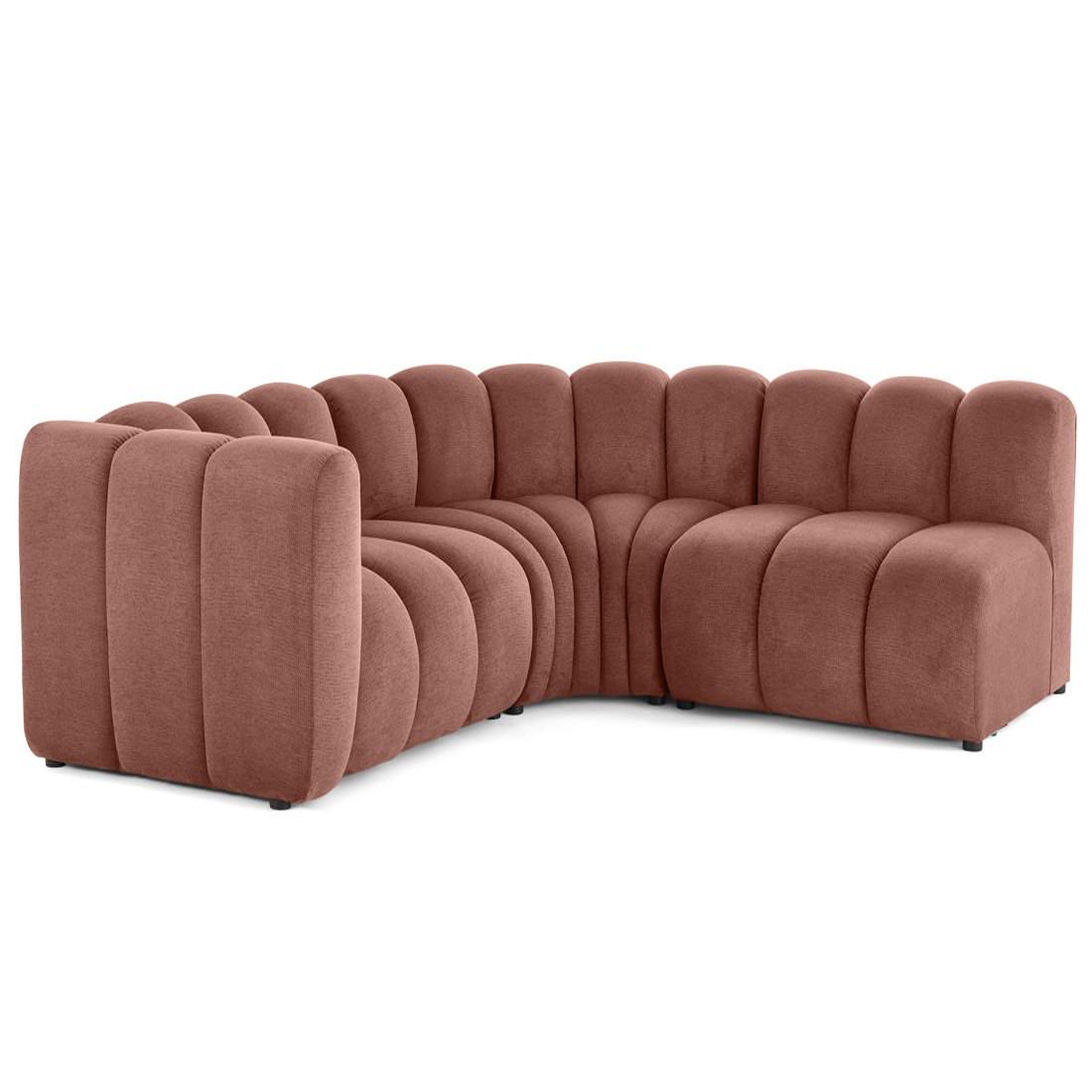Voir la diapositive 4 : LISA DESIGN Debbie - canapé modulable d'angle droit 4 places avec accoudoir en tissu texturé