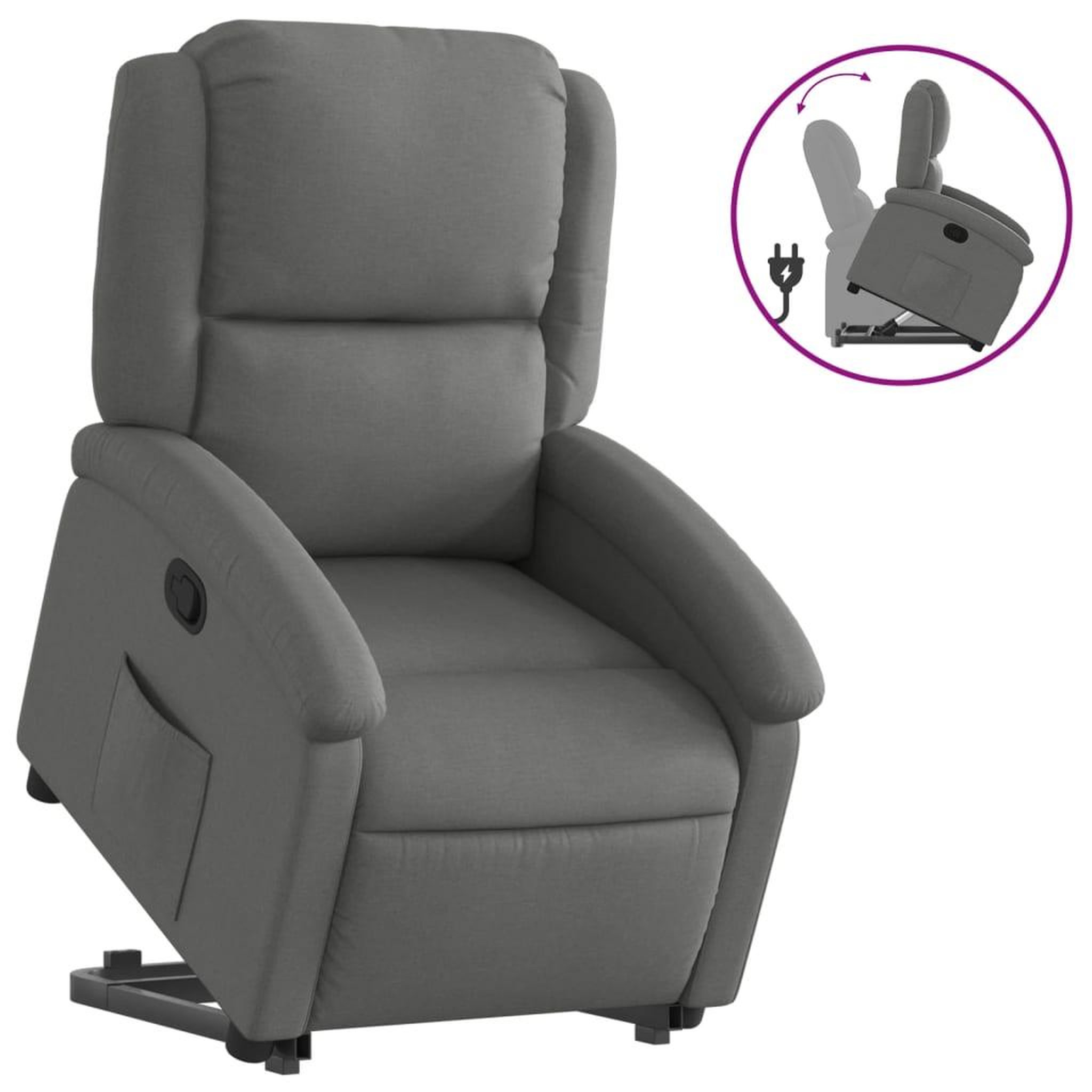 Voir la diapositive 2 : VIDAXL Fauteuil inclinable Gris fonce Tissu