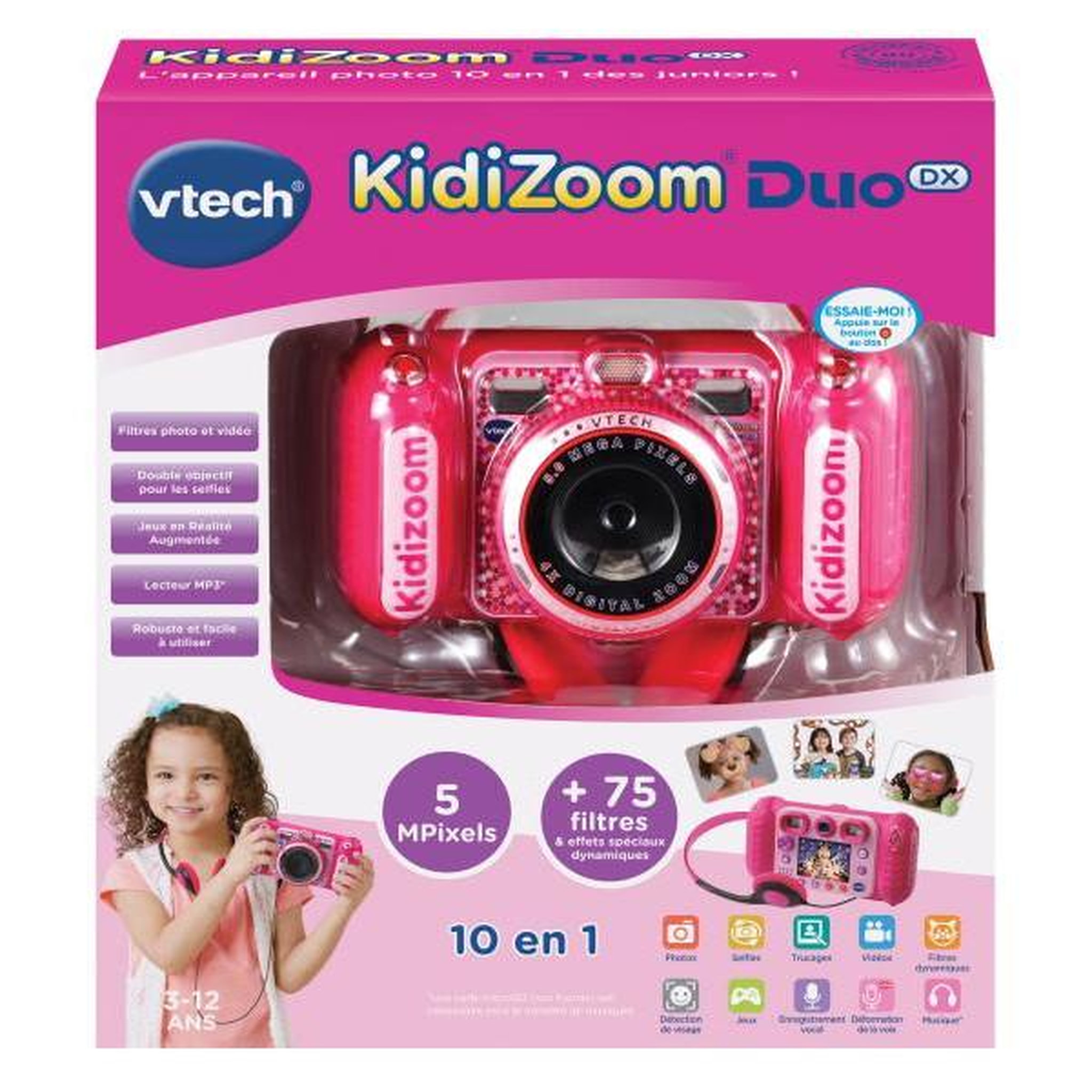 Voir la diapositive 5 : VTECH Appareil photo enfant - VTECH - Kidizoom Duo DX Rose - 75 filtres dynamiques - 5 jeux en réalité augmentée