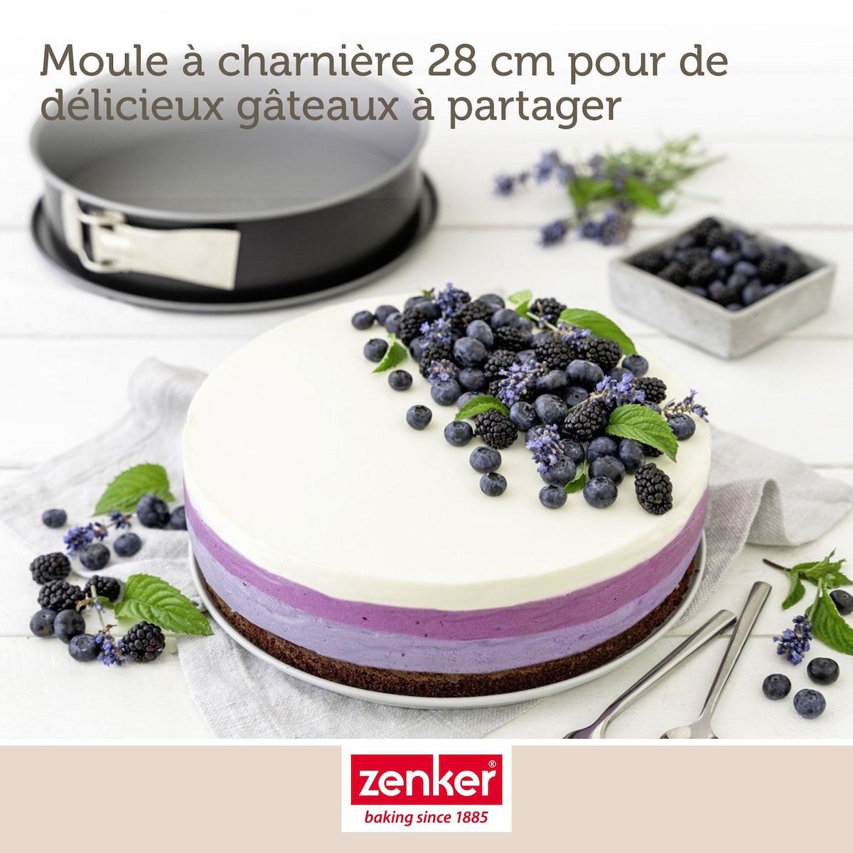ZENKER Set pâtisserie avec moule à manqué de 28 cm acier, 2 bols à mixer, verre mesureur et spatule Zenker