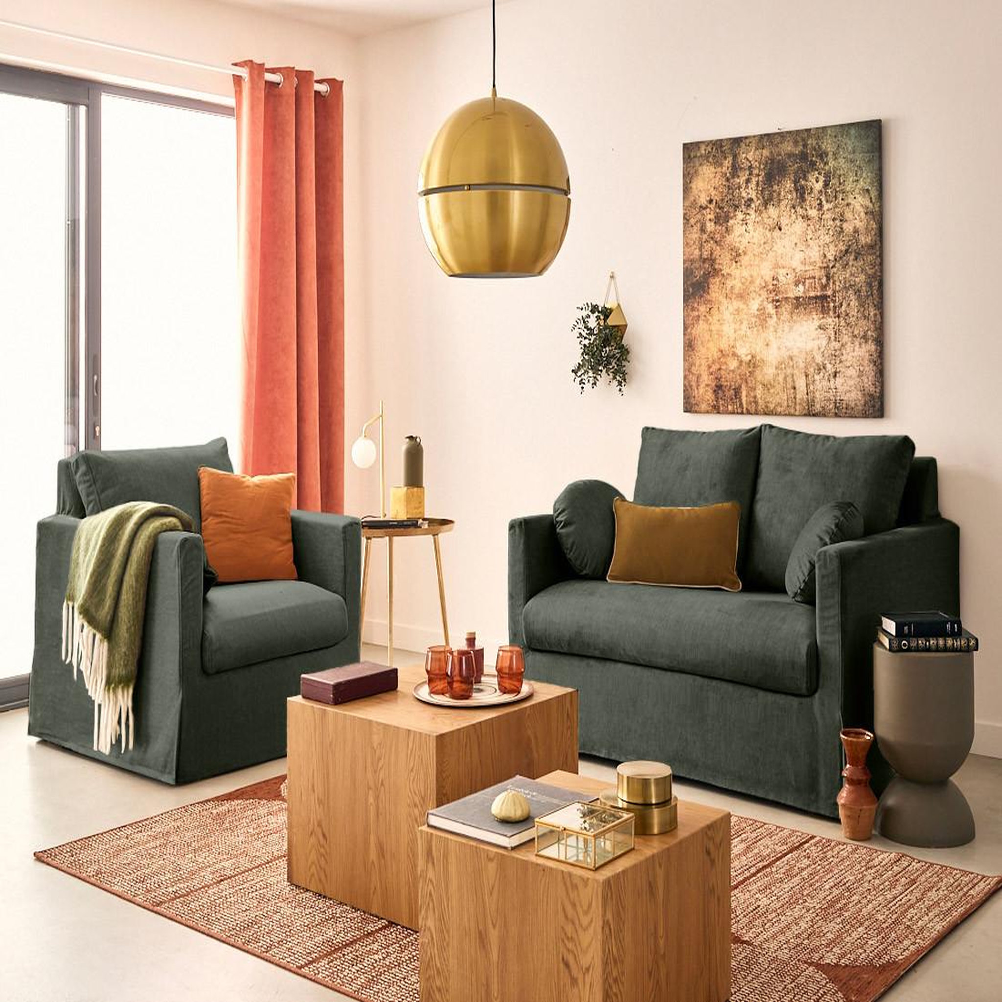 Voir la diapositive 2 : LISA DESIGN Serena - canapé droit déhoussable 2 places en velours