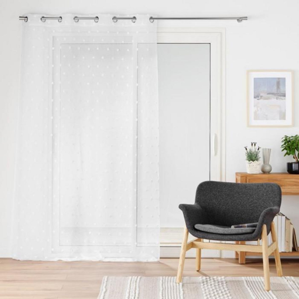 Paris Prix Rideau Voilage à Œillets  Pompinou  140x280cm Blanc