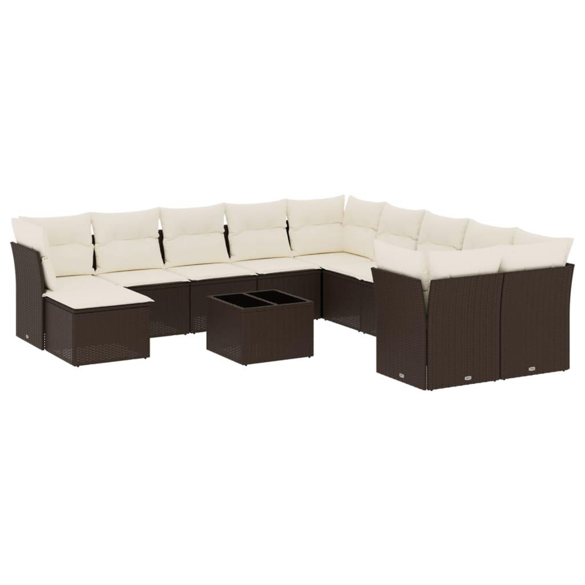 Voir la diapositive 2 : VIDAXL Salon de jardin avec coussins 12 pcs marron resine tressee