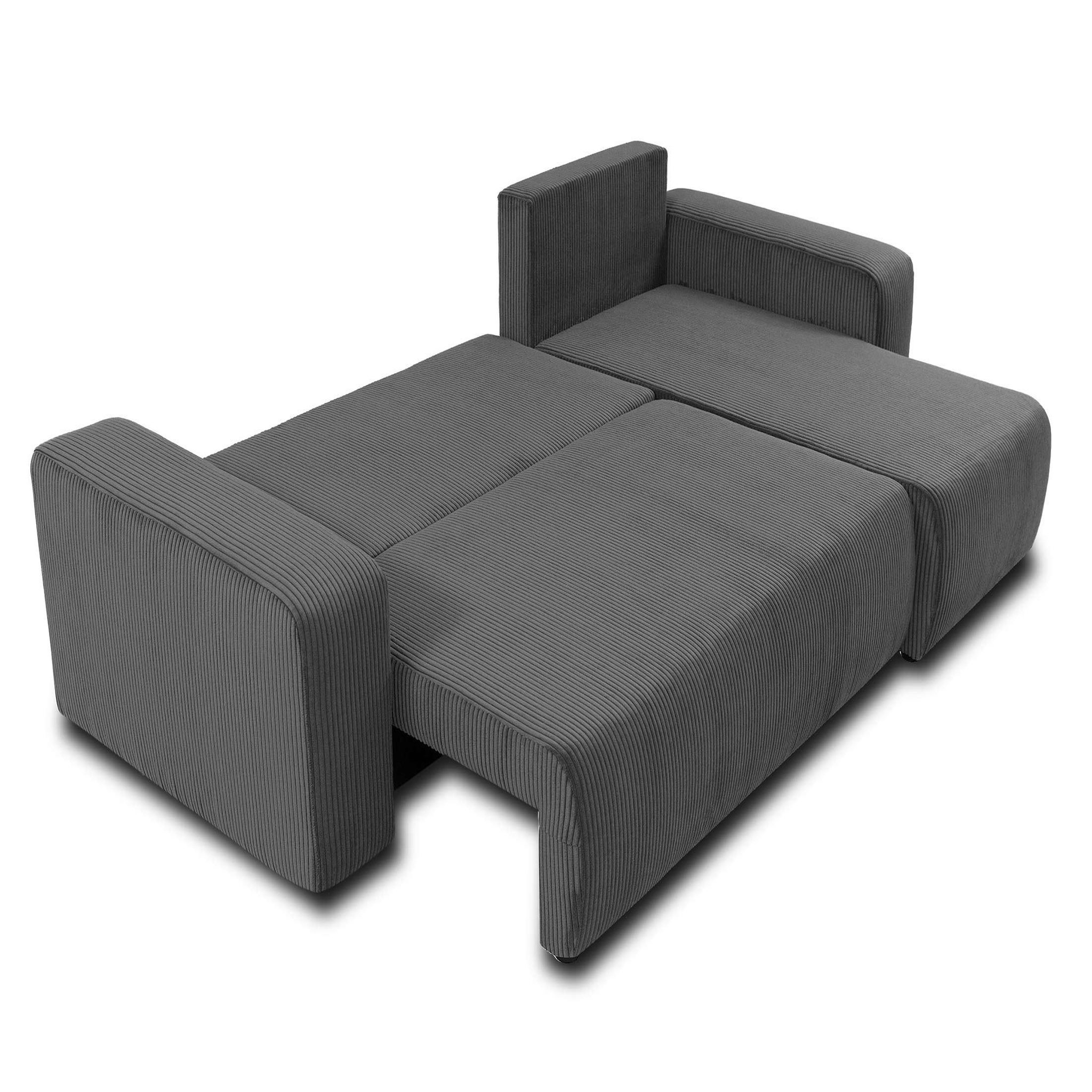 Voir la diapositive 3 : BEST MOBILIER Artemisa - canapé d'angle réversible 4 places - convertible avec coffre - en velours côtelé