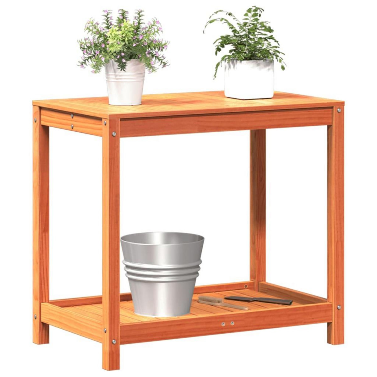 VIDAXL Table de rempotage avec etagere cire marron bois massif de pin