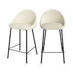 Rendez vous déco Lot de 2 chaises pour îlot central 65 cm en tissu bouclette blanc - Misty. Coloris disponibles : Blanc, Gris