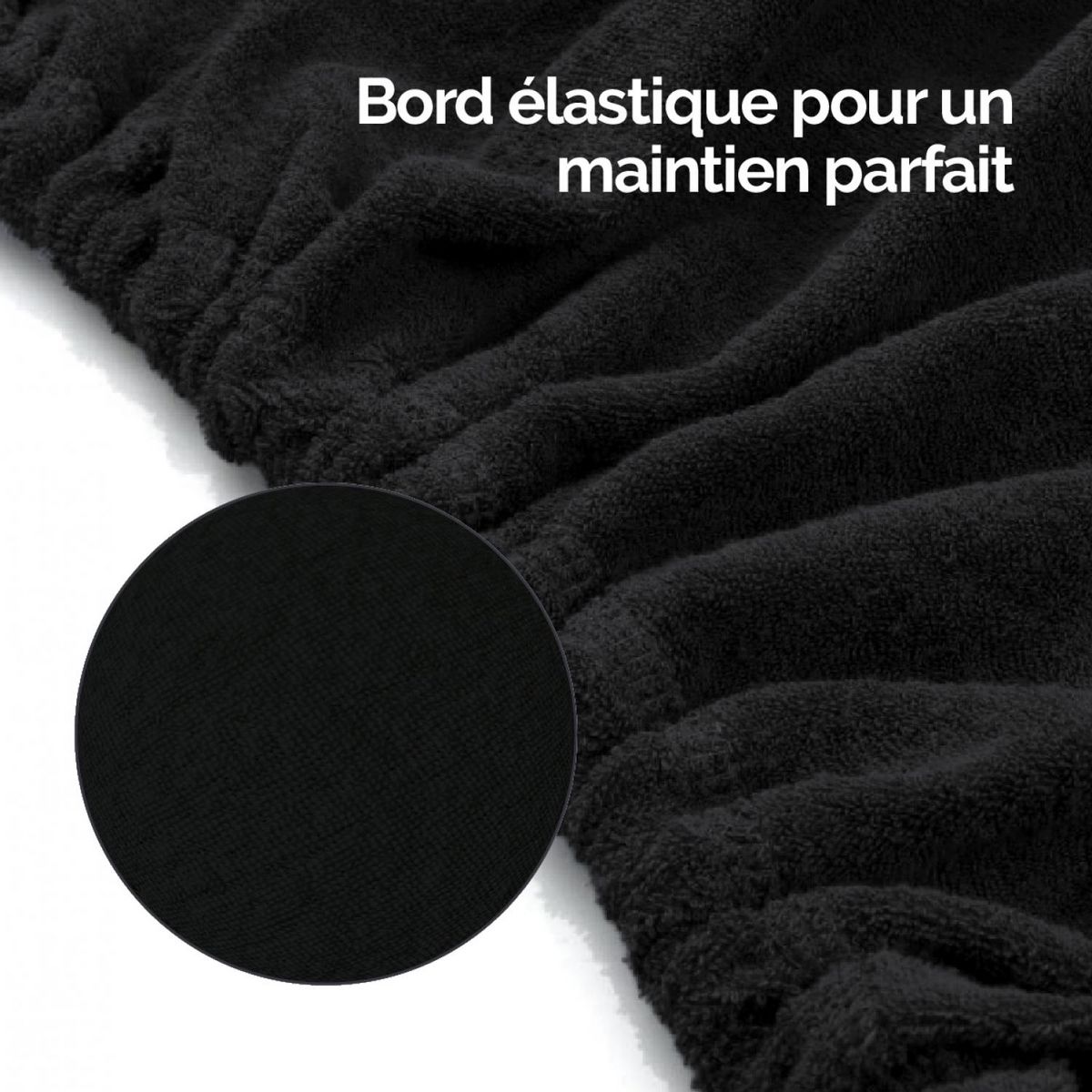 VIVEZEN Drap housse de protection en éponge pour coussin demi-rond 66 cm x 22 cm x 12 cm de table de massage - Noir