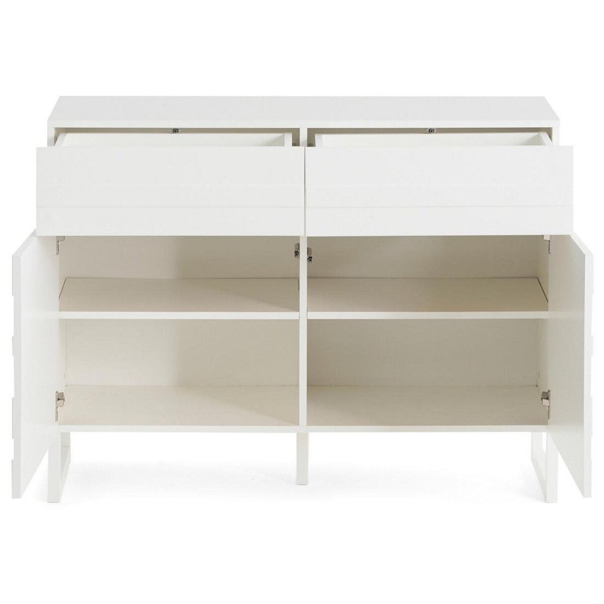 BEST MOBILIER Sofia - buffet bas - blanc mat - 2 portes et 2 tiroirs - 110 cm