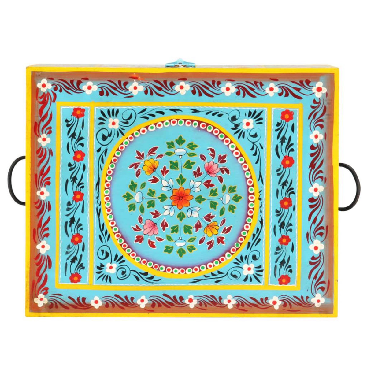 VIDAXL Boîte rangement peinte a main 50x40x40 cm bois manguier massif