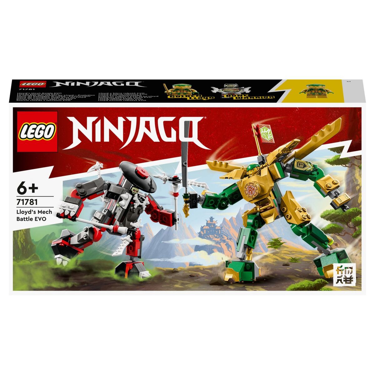 LEGO Ninjago 71781 Le combat des robots de Lloyd Évolution, Jouet pour Enfants de 6 Ans, avec Minifigurines Évolutives Guerrier Squelette et Lloyd Doré