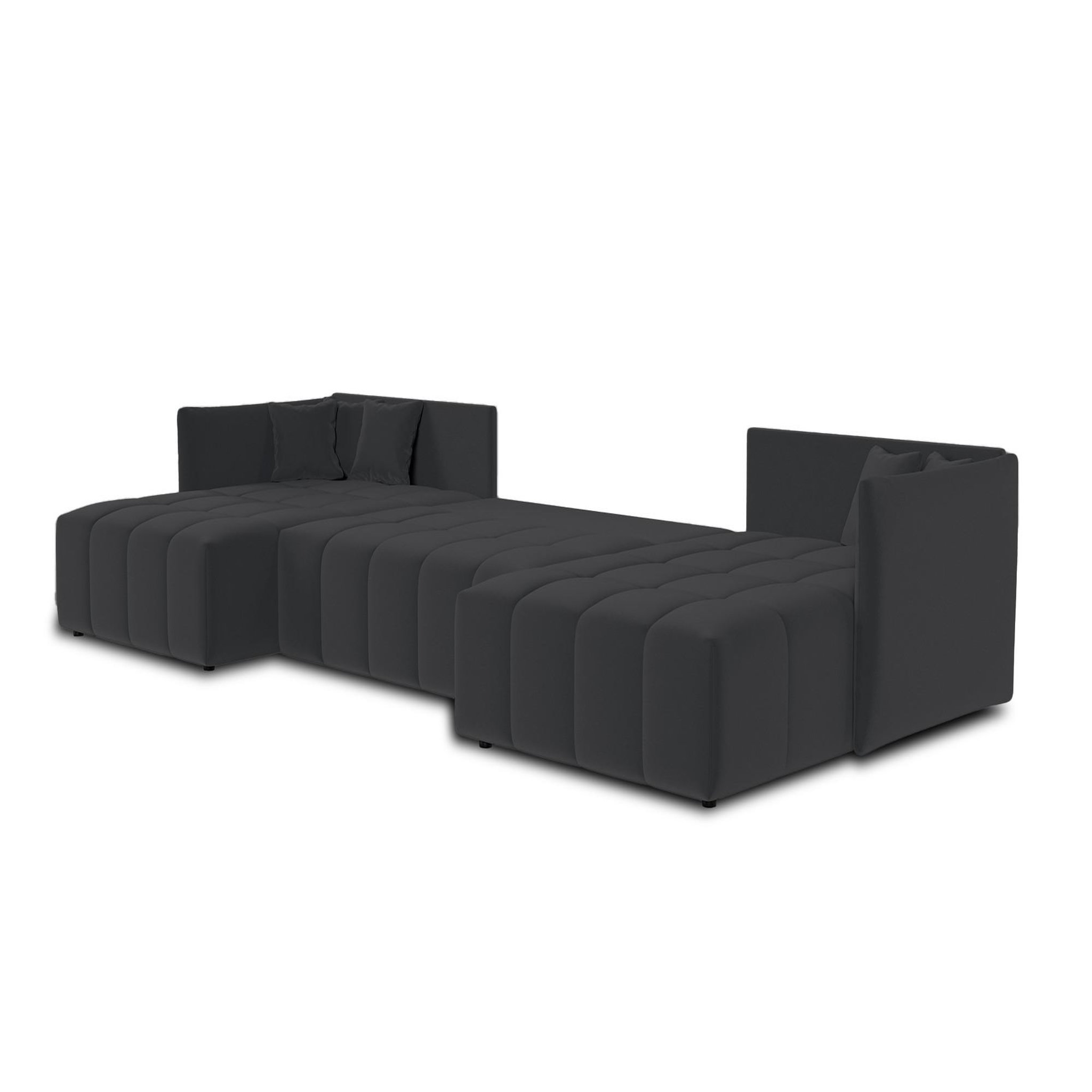 Voir la diapositive 2 : BEST MOBILIER Petra - canapé panoramique en u - 7 places - convertible - avec coffre - en velours