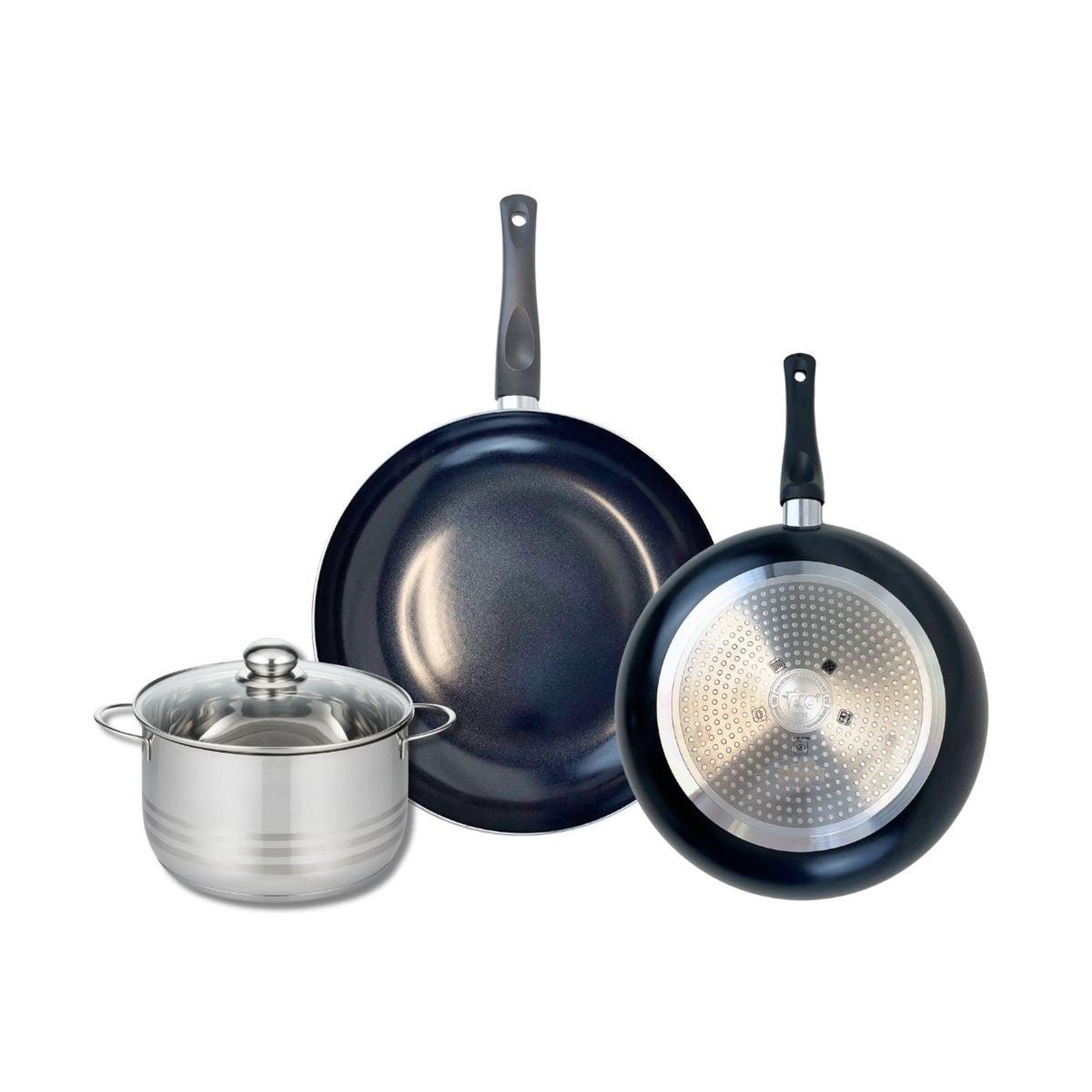 ELO Ensemble de 2 poêles de cuisson 28 et 32 cm et 1 faitout 20 cm elo prima brillant