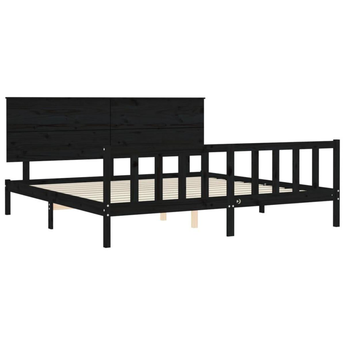 VIDAXL Cadre de lit sans matelas noir 200x200 cm bois massif de pin