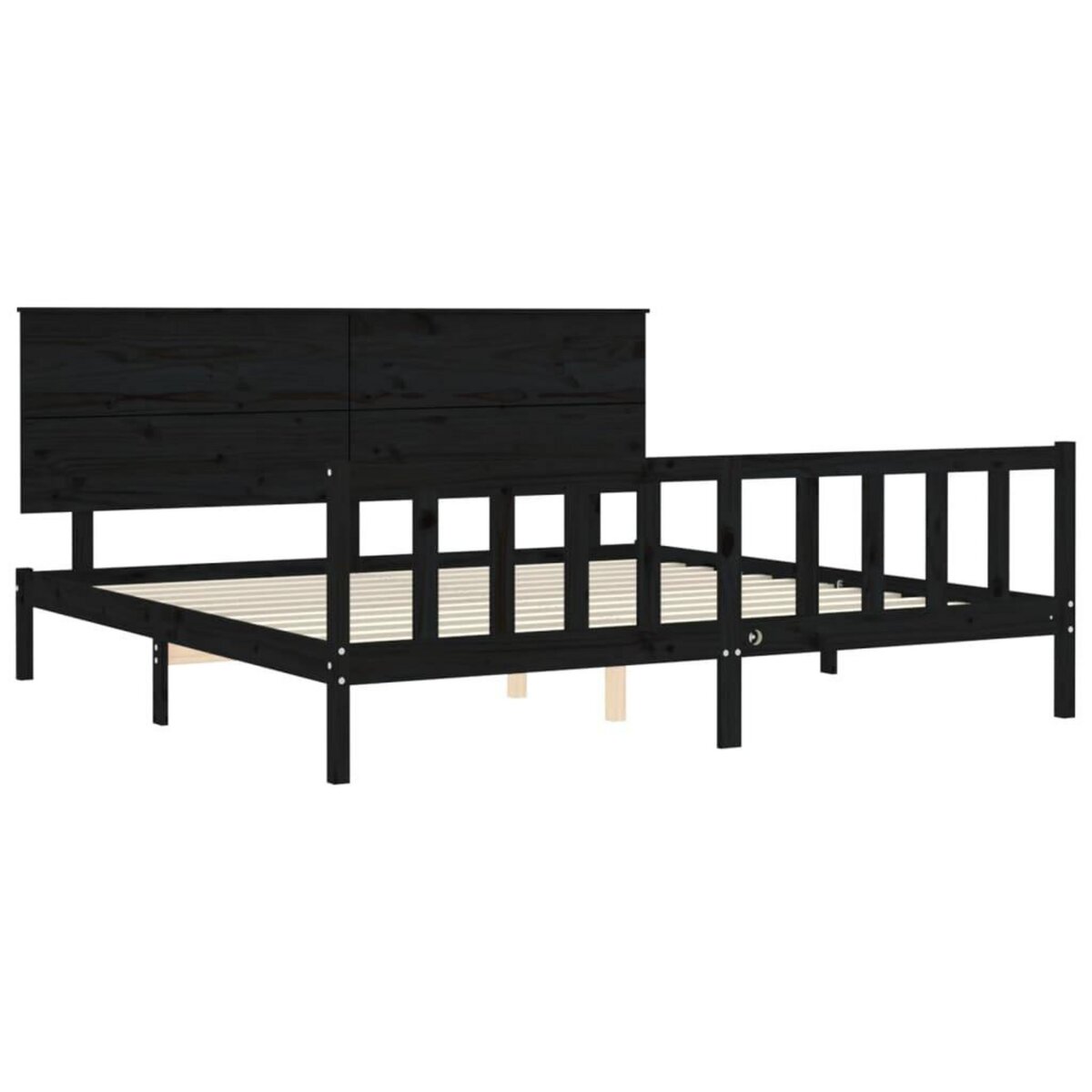 VIDAXL Cadre de lit sans matelas noir 200x200 cm bois massif de pin