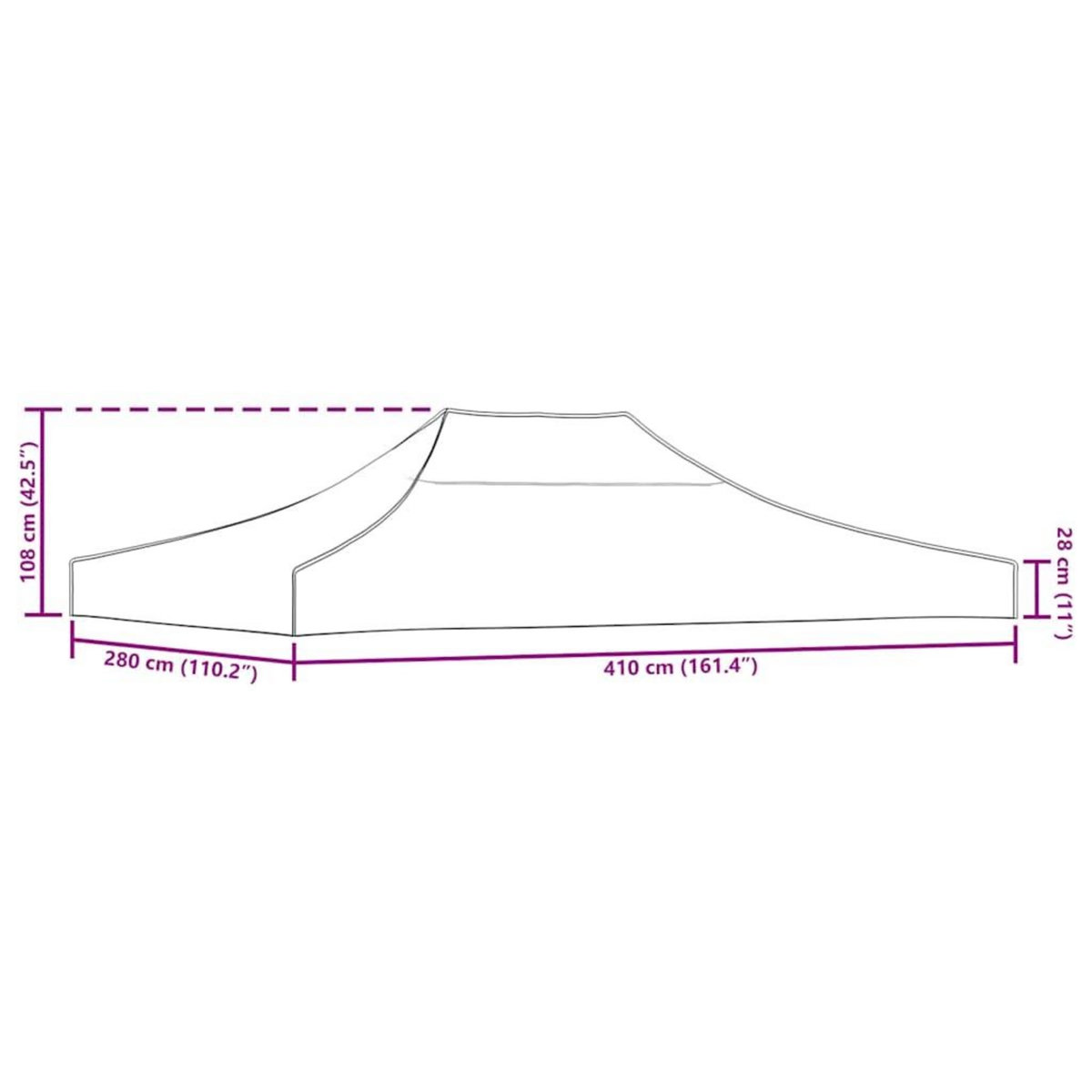 VIDAXL Toit de tente de reception 4x3 m Taupe 270 g/m^2