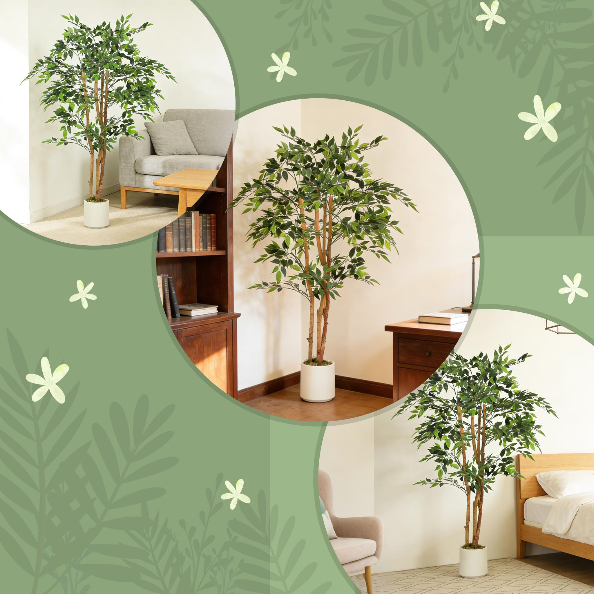 Voir la diapositive 6 : HOMCOM Arbre artificiel plante artificiel banyan H.1,5 m vrais troncs 1116 feuilles grand réalisme