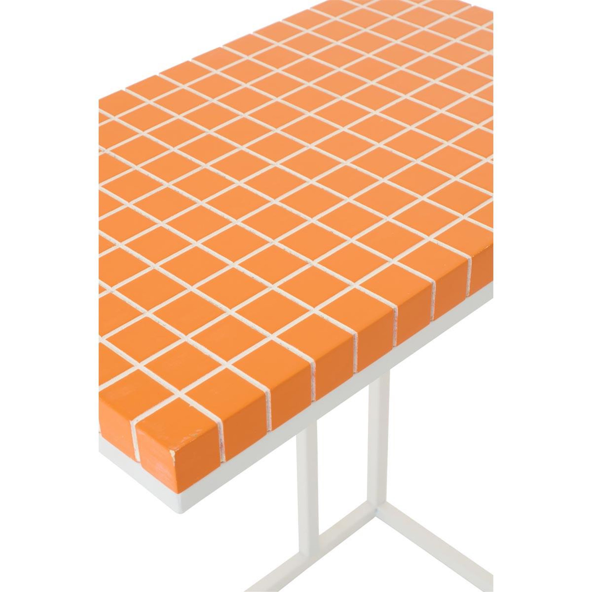 Voir la diapositive 4 : J-LINE Table d'appoint à carreaux  spia  60cm orange & blanc