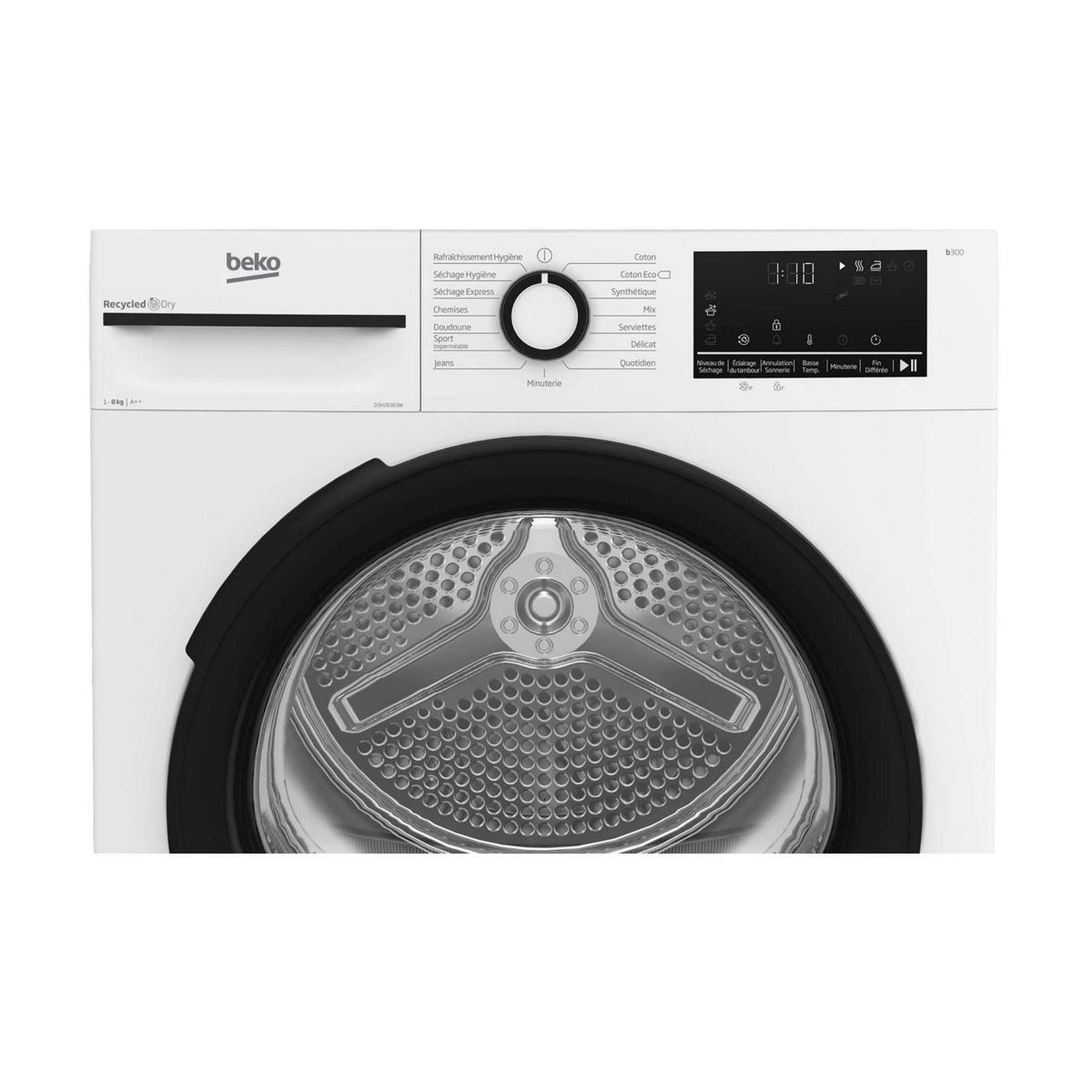 Voir la diapositive 5 : Beko Sèche-linge pompe à chaleur 60cm 8kg - d3h28303w