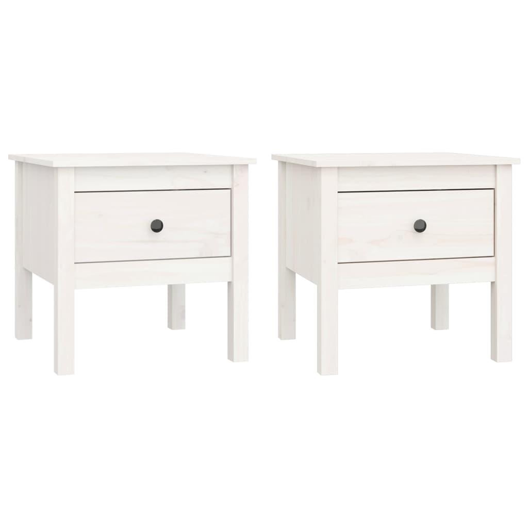 Voir la diapositive 2 : VIDAXL Tables d'appoint 2 pcs Blanc 50x50x49 cm Bois massif de pin
