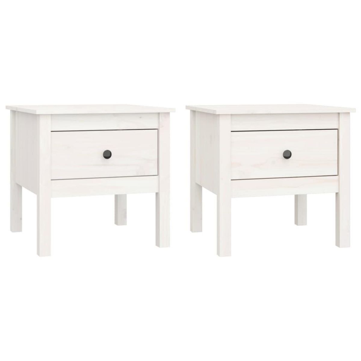 VIDAXL Tables d'appoint 2 pcs Blanc 50x50x49 cm Bois massif de pin