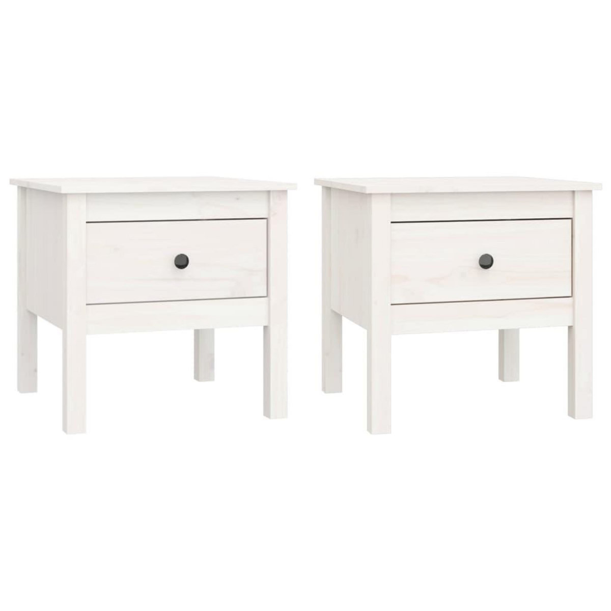 VIDAXL Tables d'appoint 2 pcs Blanc 50x50x49 cm Bois massif de pin