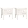 Voir la diapositive 2 : VIDAXL Tables d'appoint 2 pcs Blanc 50x50x49 cm Bois massif de pin