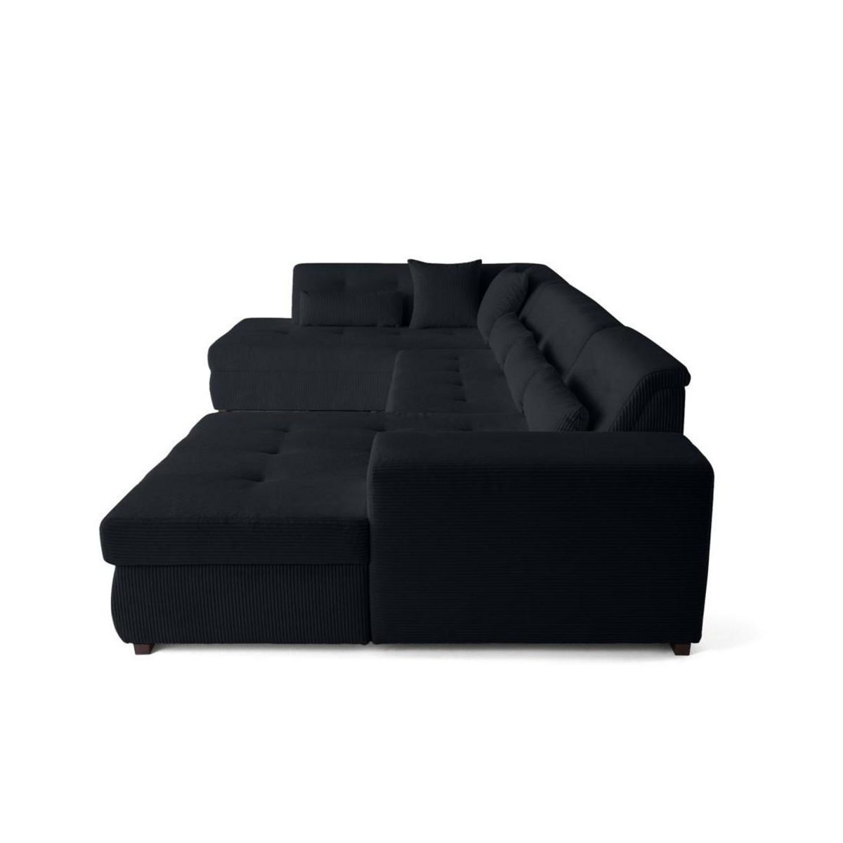 LISA DESIGN Vermont - canapé panoramique d'angle gauche - 7 places - en velours côtelé