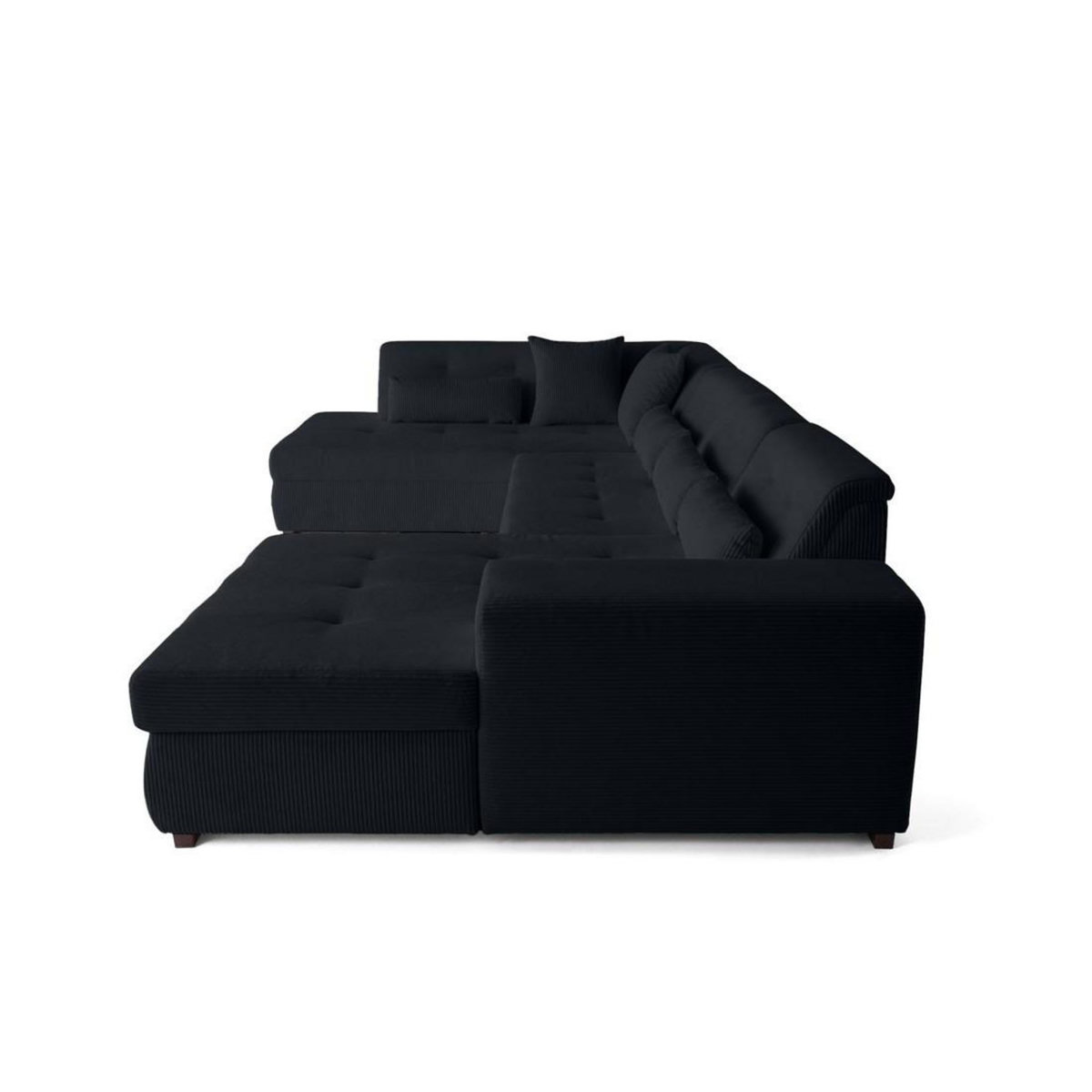 LISA DESIGN Vermont - canapé panoramique d'angle gauche - 7 places - en velours côtelé