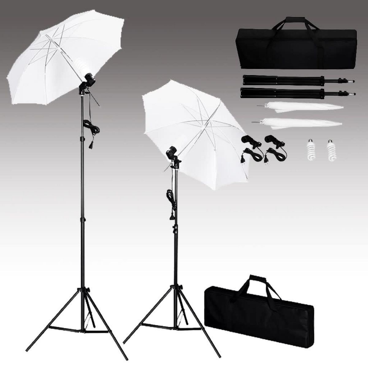 VIDAXL Kit de studio photo avec lampes pieds et parapluies