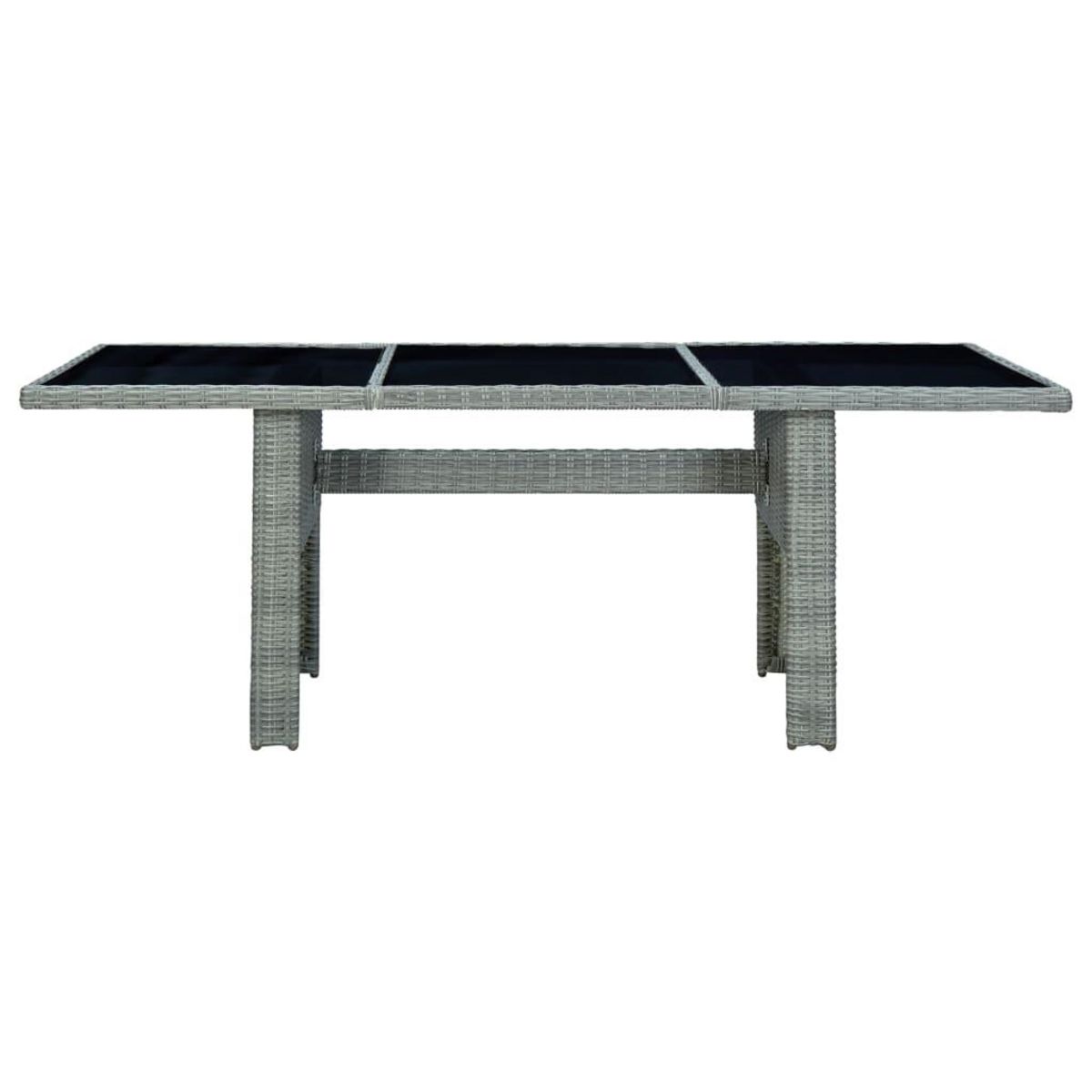 VIDAXL Table de jardin Gris clair Resine tressee et verre trempe