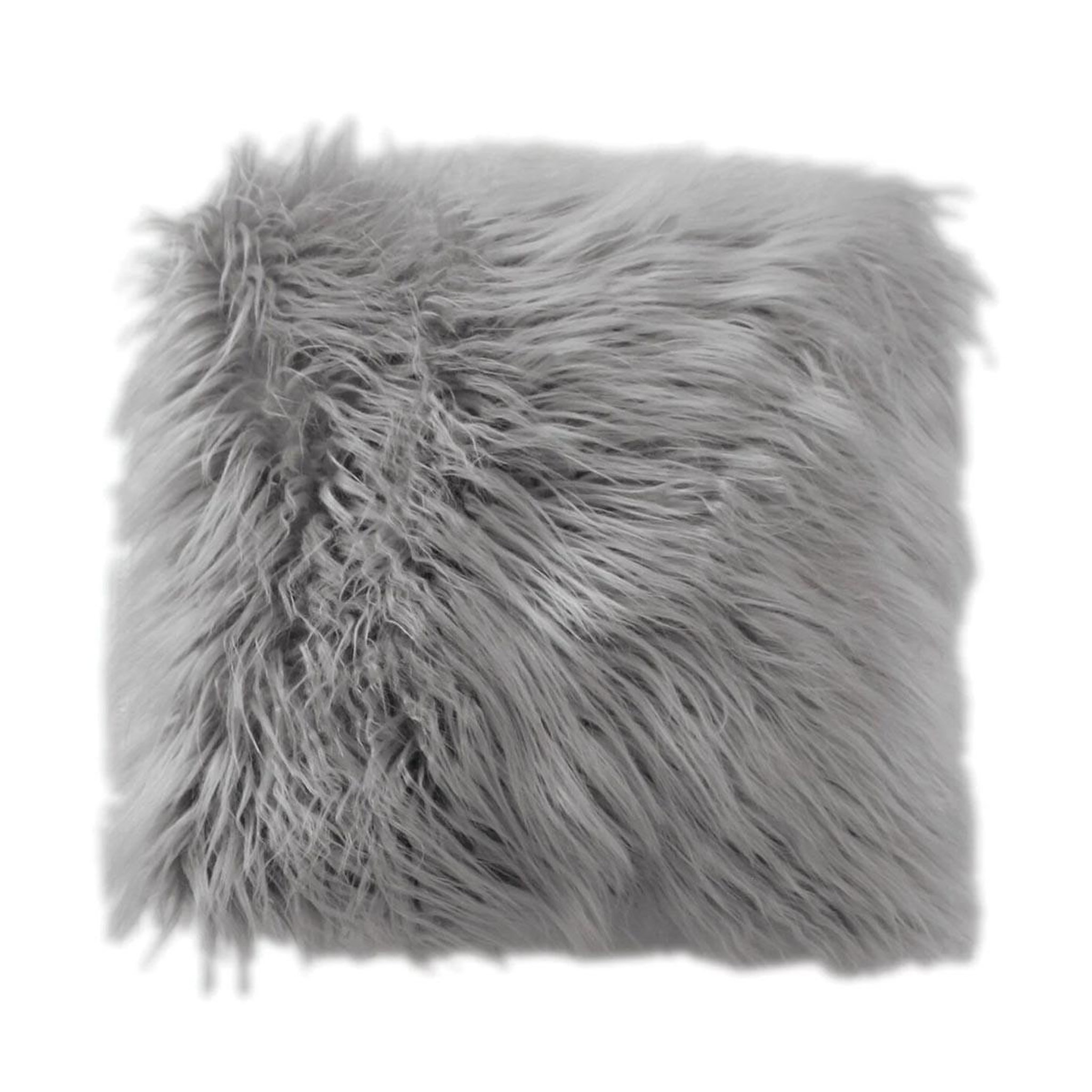 ENJOY HOME Coussin déco effet fourrure  epicéa  45x45cm gris clair